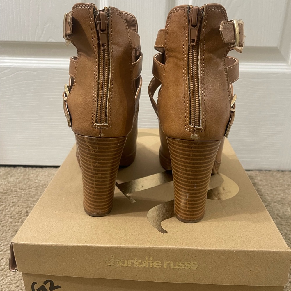 Charlotte Russe Tan Strappy Heeled Sandals - Picture 3 of 5